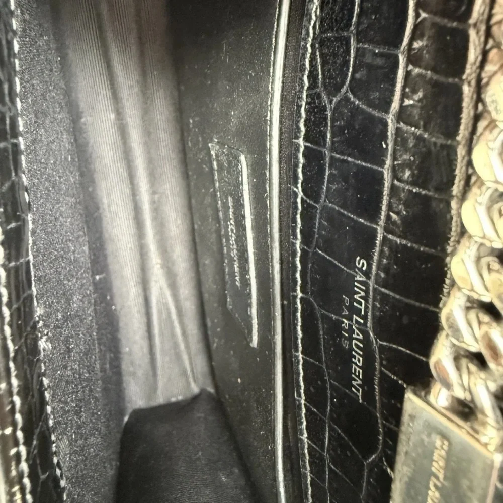 Yves Saint Laurent Black Croc-Embossed Chain Bag - Picture 8 of 8
